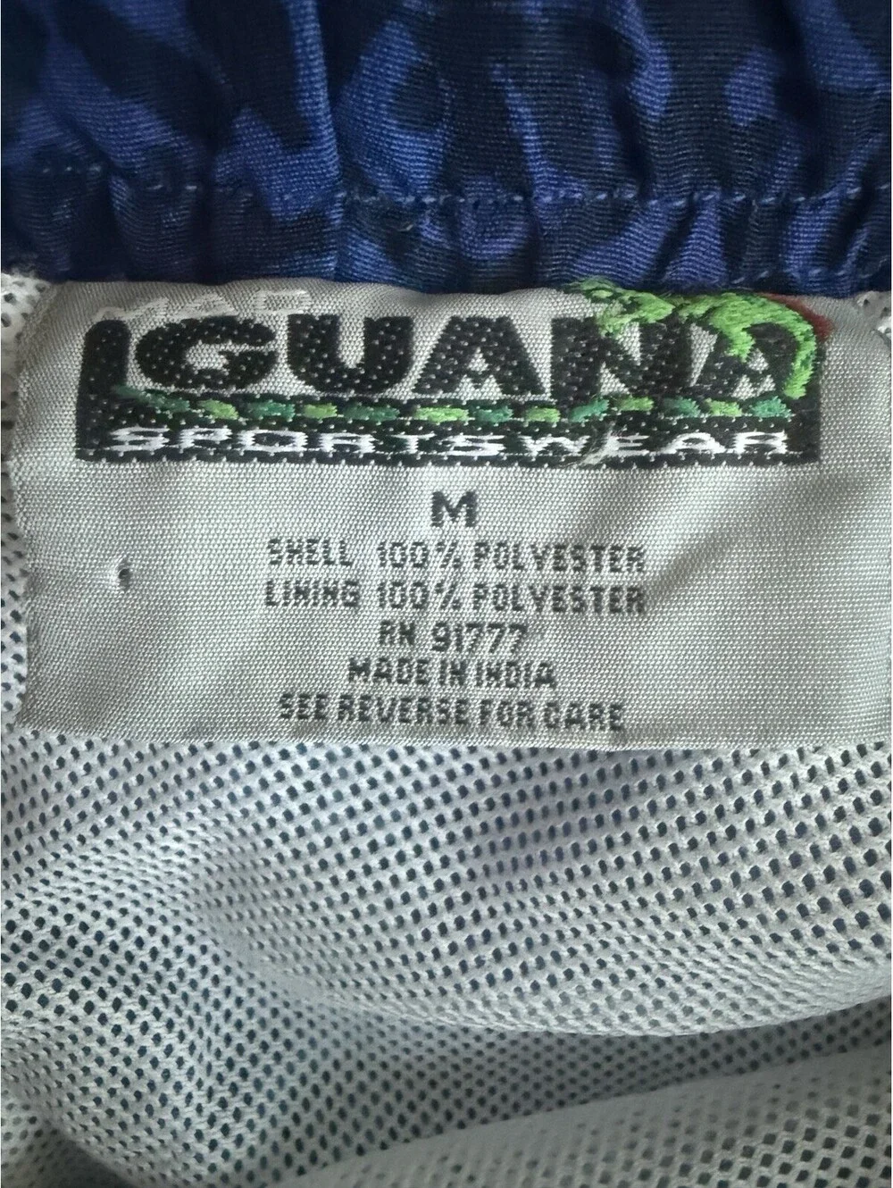 Iguana Sportswear Men’s Blue Tropical Floral Swim Trunks Board Shorts Size M